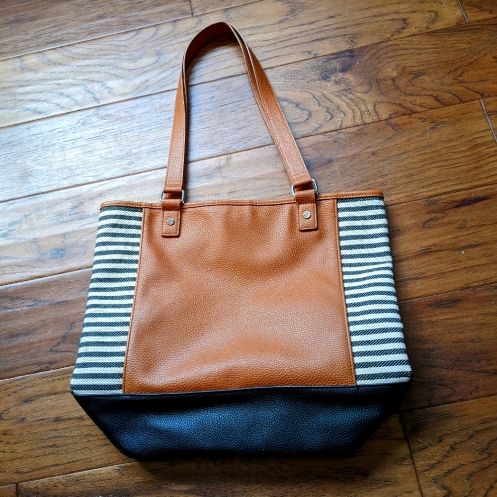 Thirty One Color Blocked Striped Tote